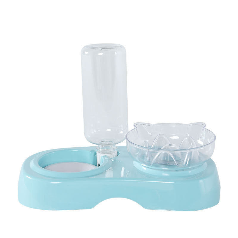 Enhance Your Pet's Mealtime with Our Transparent Plastic Pet Feeding and Drinking Bowl Set